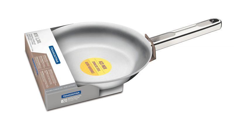 Frigideira allegra em aço inox com fundo triplo 20 cm 1,30 l tramontina Imagem de Frigideira allegra em aço inox com fundo triplo 20 cm 1,30 l tramontina