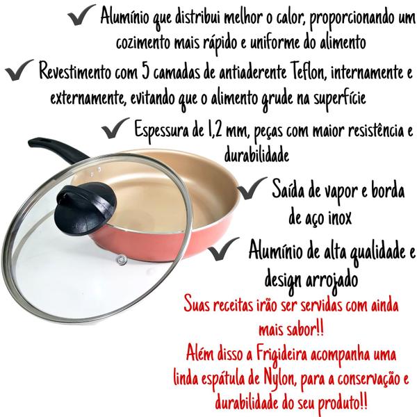 Frigideira Alta Funda 18 Cm Antiaderente C/ Tampa Vidro - Marcolar Imagem de Frigideira Alta Funda 18 Cm Antiaderente C/ Tampa Vidro