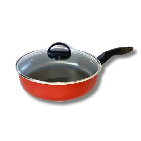 Frigideira Alta Funda Antiaderente Grande N24 cm Diâmetro Com tampa de Vidro - Marcolar Frigideira Alta Funda Antiaderente Grande N24 cm Diâmetro Com tampa de Vidro - Marcolar