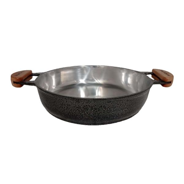 Frigideira Alumínio Preto Alça Meia Lua Craqueada 30 cm - Diviforte Imagem de Frigideira Alumínio Preto Alça Meia Lua Craqueada 30 cm