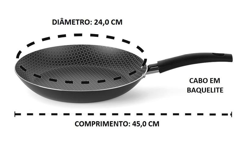 Imagem de Frigideira antiaderente 24cm de 7 camadas não gruda ovos carnes pizza gourmet Multiflon