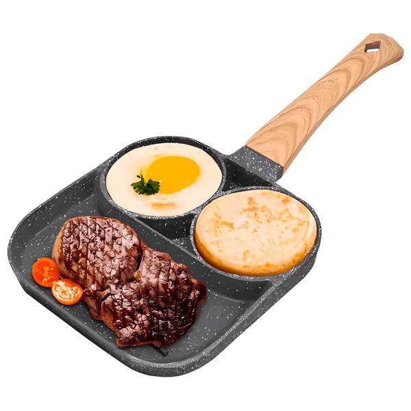 Frigideira Antiaderente 3 Partes Para Ovos Carnes e Hambúrguer - RELET Imagem de Frigideira Antiaderente 3 Partes Para Ovos Carnes e Hambúrguer