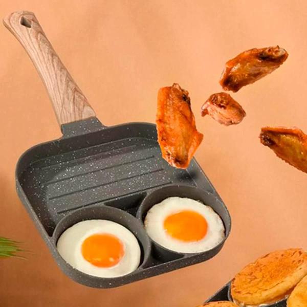 Frigideira Antiaderente 3 Partes Para Ovos Carnes e Hambúrguer - RELET Imagem de Frigideira Antiaderente 3 Partes Para Ovos Carnes e Hambúrguer