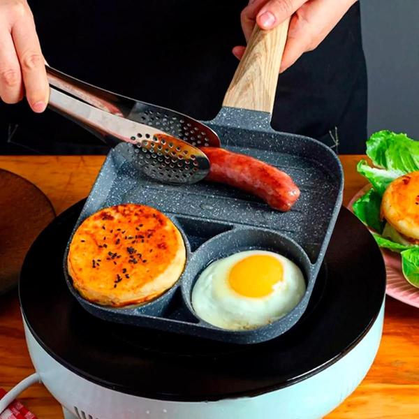 Frigideira Antiaderente 3 Partes Para Ovos Carnes e Hambúrguer - RELET Imagem de Frigideira Antiaderente 3 Partes Para Ovos Carnes e Hambúrguer