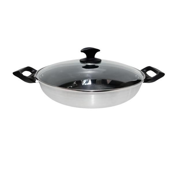 Frigideira Antiaderente 32 cm Tampa de Vidro alça Baquelite - ABC Imagem de Frigideira Antiaderente 32 cm Tampa de Vidro alça Baquelite