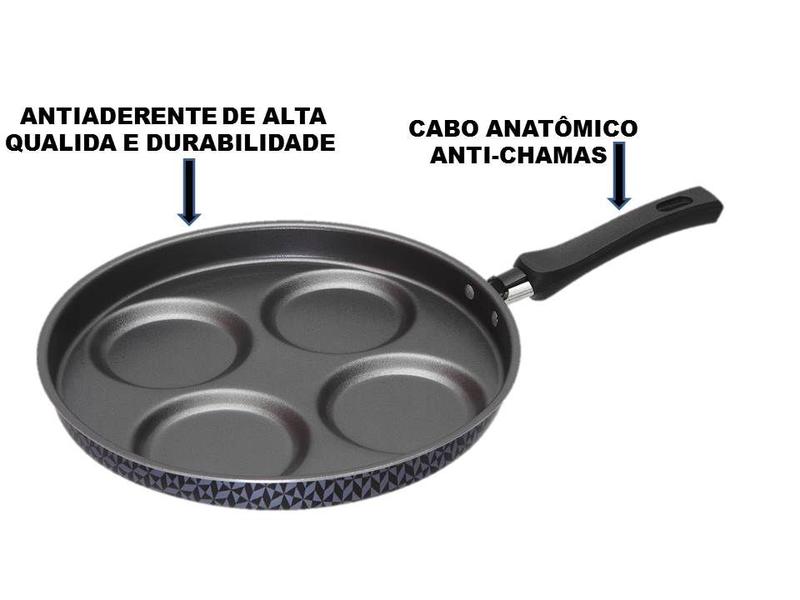 Frigideira Antiaderente 4 ovos Hamburguer Panqueca Multiuso - Oliveira Imagem de Frigideira Antiaderente 4 ovos Hamburguer Panqueca Multiuso