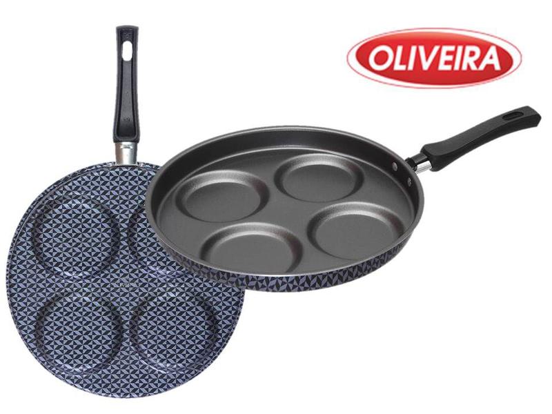 Frigideira Antiaderente 4 ovos Hamburguer Panqueca Multiuso - Oliveira Imagem de Frigideira Antiaderente 4 ovos Hamburguer Panqueca Multiuso