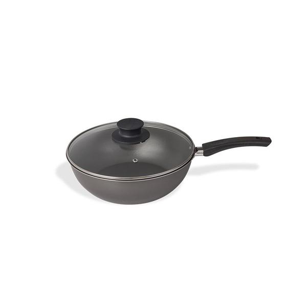 Frigideira Antiaderente 5 Camadas Wok com Tampa de Vidro 24 cm - Martinazzo Imagem de Frigideira Antiaderente 5 Camadas Wok com Tampa de Vidro 24 cm