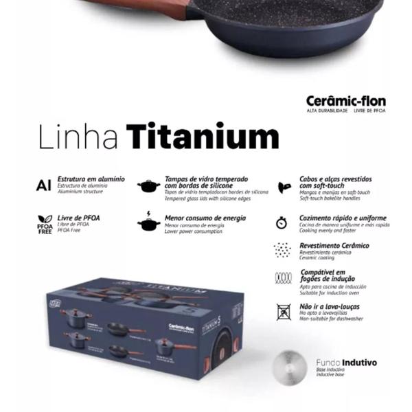 Imagem de Frigideira Antiaderente Cerâmica 20cm Fogão Cooktop Indução Titanium MTA