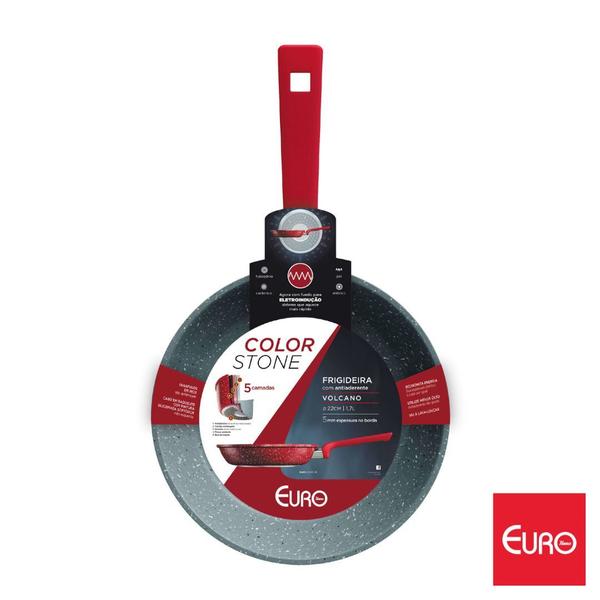 Frigideira Antiaderente Cerâmica 22cm Cooktop Fogão Induçãp ColorStone Volcano - Euro Imagem de Frigideira Antiaderente Cerâmica 22cm Cooktop Fogão Induçãp ColorStone Volcano