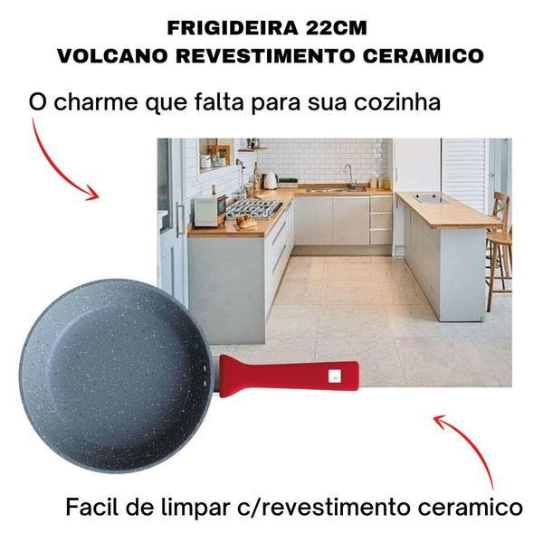 Frigideira Antiaderente Cerâmica 22cm Cooktop Fogão Induçãp ColorStone Volcano - Euro Imagem de Frigideira Antiaderente Cerâmica 22cm Cooktop Fogão Induçãp ColorStone Volcano
