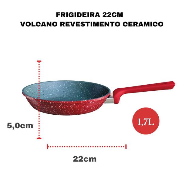 Frigideira Antiaderente Cerâmica 22cm Cooktop Fogão Induçãp ColorStone Volcano - Euro Imagem de Frigideira Antiaderente Cerâmica 22cm Cooktop Fogão Induçãp ColorStone Volcano