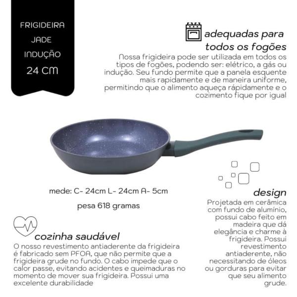 Frigideira Antiaderente Cerâmica 24cm Cooktop Fogão Indução Avulsa - Mimo Style Imagem de Frigideira Antiaderente Cerâmica 24cm Cooktop Fogão Indução Avulsa