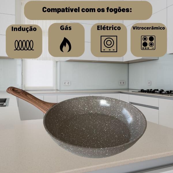 Imagem de Frigideira Antiaderente Ceramica Indução Fundo Triplo 24 cm Grafite