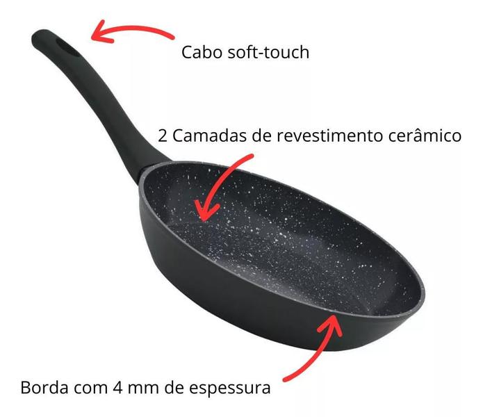 Imagem de Frigideira Antiaderente Ceramica Jade 26cm Indução Com Tampa