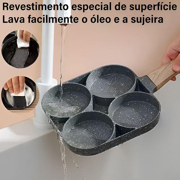 Imagem de Frigideira Antiaderente com 4 Divisórias Sem Uso de Óleo Alumínio Resistente Fácil de Limpar