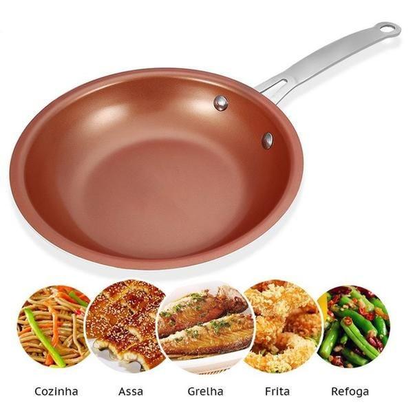 Frigideira Antiaderente com Revestimento Cerâmica e Titânio - Não Gruda sem Óleo - MaxChef 28CM - ConnectCell Imagem de Frigideira Antiaderente com Revestimento Cerâmica e Titânio - Não Gruda sem Óleo - MaxChef 28CM