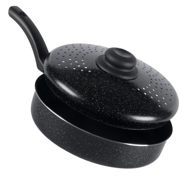 Frigideira Antiaderente com Tampa de Fritura 18Cm Preto Nacional - Alumínio Nacional