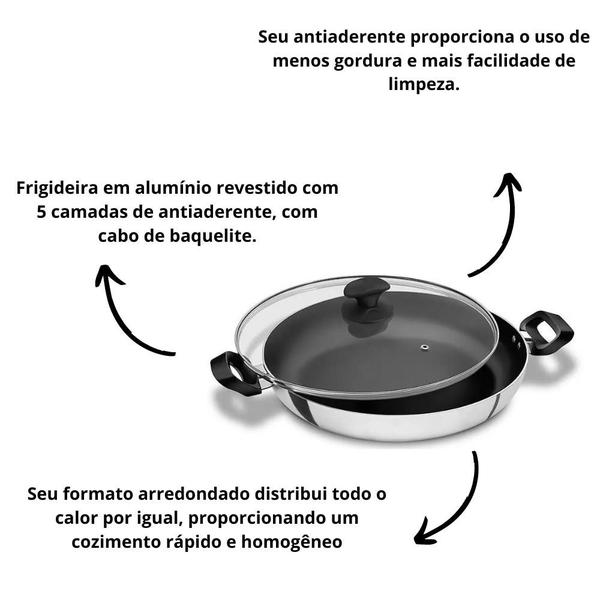 Imagem de Frigideira Antiaderente Hotel com Tampa de Vidro 32 Cm Abc