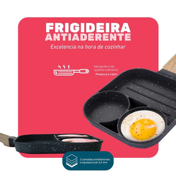 Frigideira Antiaderente Indução Chapa 3 Em 1 Ovo Hambúrguer - Dolce Home Imagem de Frigideira Antiaderente Indução Chapa 3 Em 1 Ovo Hambúrguer