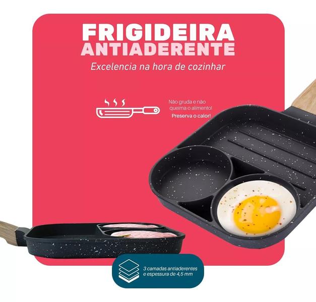 Frigideira Antiaderente Indução Chapa 3 Em 1 Ovo Hambúrguer - Dolce Home Imagem de Frigideira Antiaderente Indução Chapa 3 Em 1 Ovo Hambúrguer