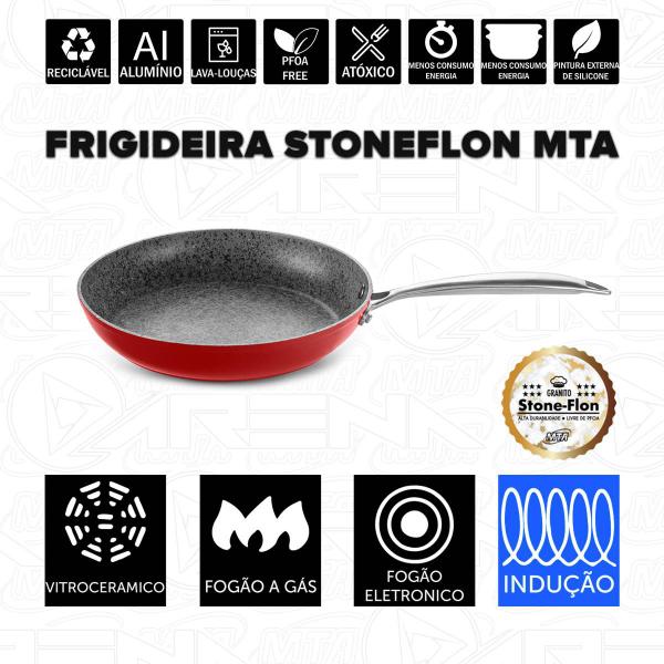 Imagem de Frigideira Antiaderente MTA Gourmet Vermelha 30cm Grande Para Indução Profissional