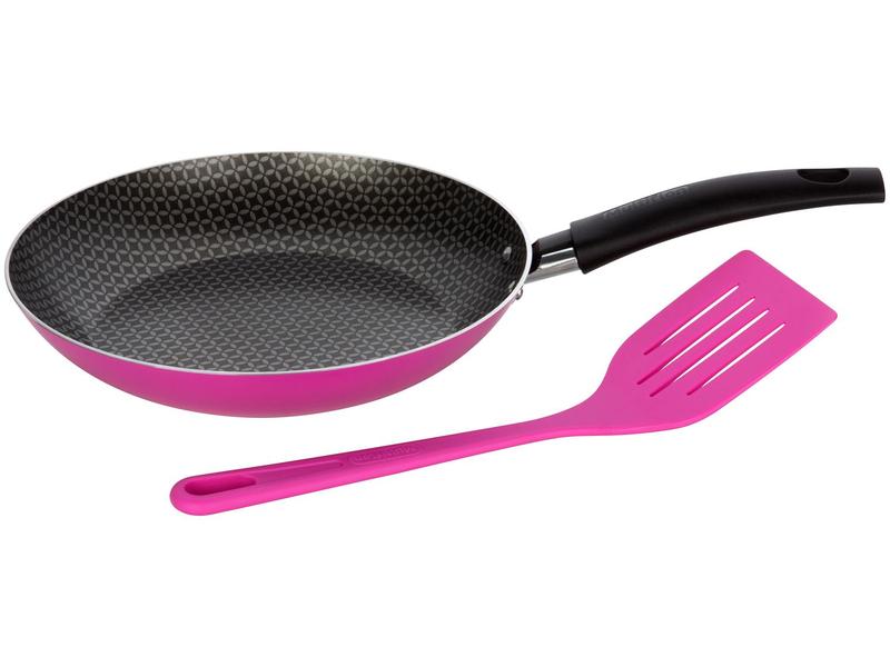 Frigideira Antiaderente Multiflon de Alumínio com Espátula Color Rosa 20cm Imagem de Frigideira Antiaderente Multiflon de Alumínio com Espátula Color Rosa 20cm