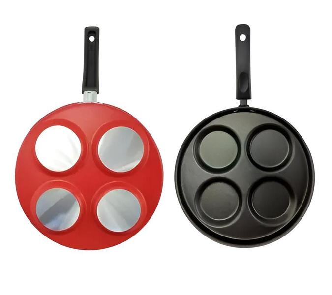 Frigideira Antiaderente Multiuso 4 Em 1 Divisórias Ovos Hambúrguer- Vermelha - Dona Chefa Imagem de Frigideira Antiaderente Multiuso 4 Em 1 Divisórias Ovos Hambúrguer- Vermelha