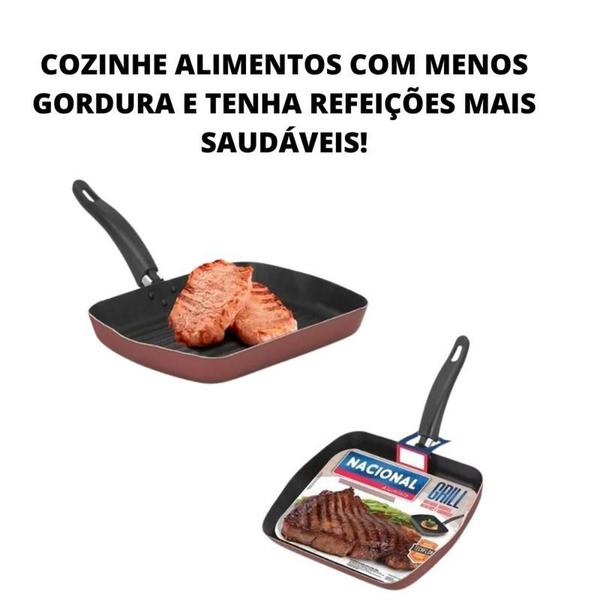 Imagem de Frigideira Antiaderente Panela Não Gruda Ovo Bifeteira Legumes Panqueca Tapioca Crepe Tapioqueira Masterchef Retangular