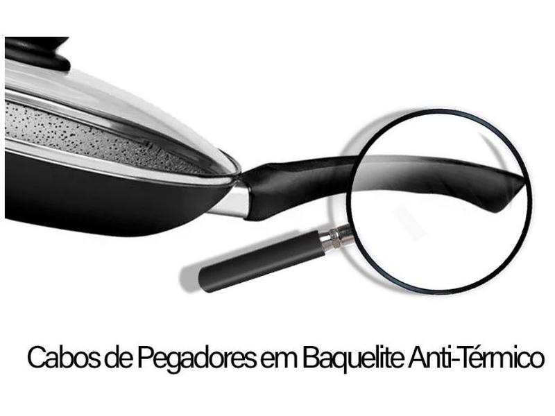 Frigideira Antiaderente Panelux com Tampa de Alumínio Maximum Stone Preta 32cm Imagem de Frigideira Antiaderente Panelux com Tampa de Alumínio Maximum Stone Preta 32cm