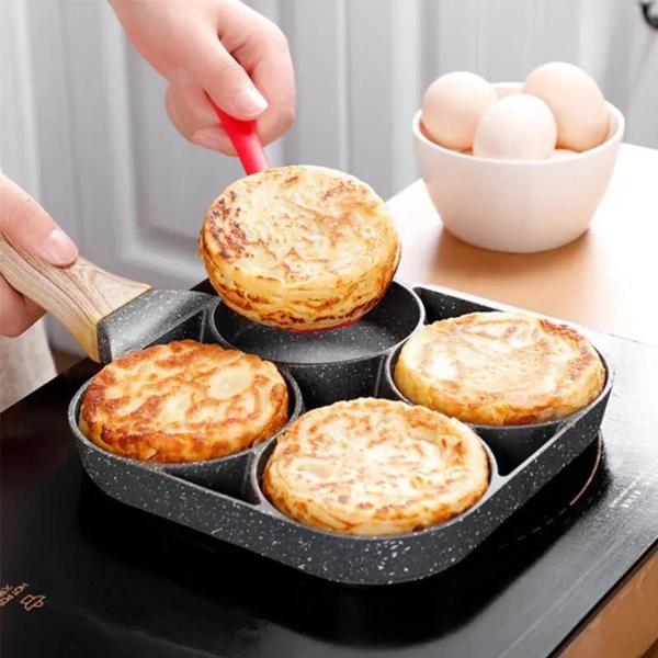 Frigideira Antiaderente Para Carne Frita Ovos Hamburgue Panela De Omelete Fundo Comeia - FRIGIDEIRA 4 DIVISORIAS Imagem de Frigideira Antiaderente Para Carne Frita Ovos Hamburgue Panela De Omelete Fundo Comeia