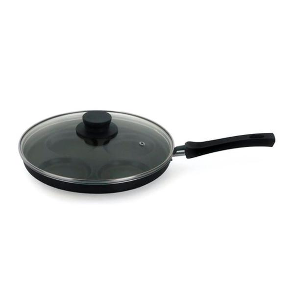 Frigideira Antiaderente para Ovos 4 em 1 com Tampa Para Fritar Com Saida de Ar Preta - Nacional Imagem de Frigideira Antiaderente para Ovos 4 em 1 com Tampa Para Fritar Com Saida de Ar Preta