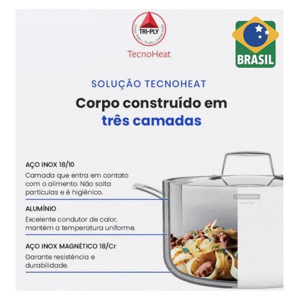 Imagem de Frigideira Antiaderente Tramontina Aço Inox Cooktop Fogão Indução Corpo Triplo 20 cm 1,2 Litros Grano