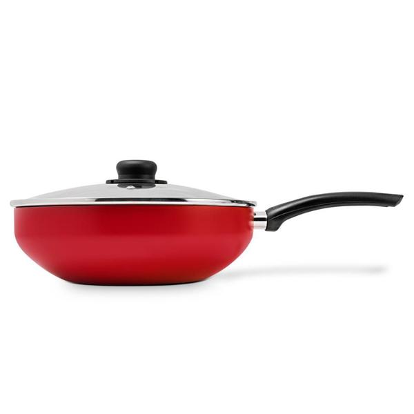 Frigideira Antiaderente Wok 24cm Tampa de Vidro Multiflon Imagem de Frigideira Antiaderente Wok 24cm Tampa de Vidro Multiflon