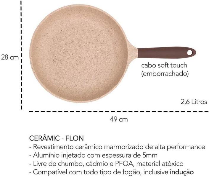 Frigideira Belga Em Alumínio Com Revestimento Antiaderente Cerâmic Flon Com Fundo De Indução 2,6lts 28cm Mta Imagem de Frigideira Belga Em Alumínio Com Revestimento Antiaderente Cerâmic Flon Com Fundo De Indução 2,6lts 28cm Mta