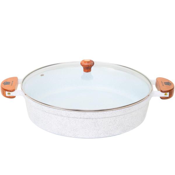 Frigideira cerâmica antiaderente grande 30cm branca c/ tampa - RABELL Imagem de Frigideira cerâmica antiaderente grande 30cm branca c/ tampa