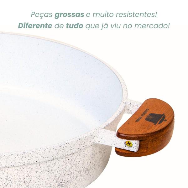 Frigideira cerâmica antiaderente grande 30cm branca c/ tampa - RABELL Imagem de Frigideira cerâmica antiaderente grande 30cm branca c/ tampa