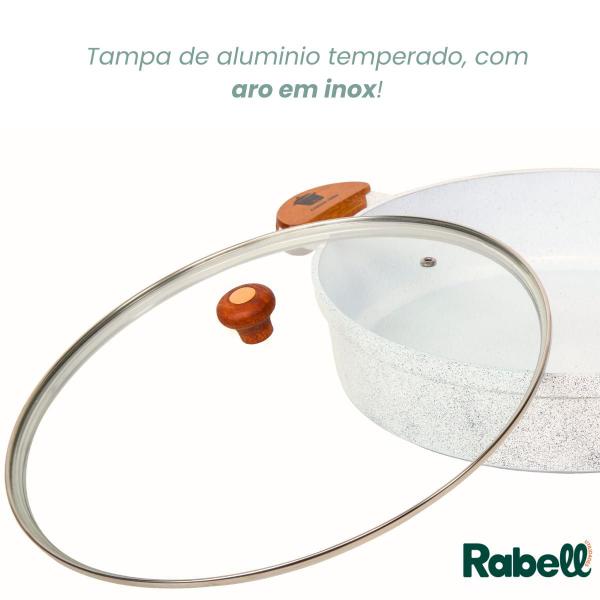 Frigideira cerâmica antiaderente grande 30cm branca c/ tampa - RABELL Imagem de Frigideira cerâmica antiaderente grande 30cm branca c/ tampa