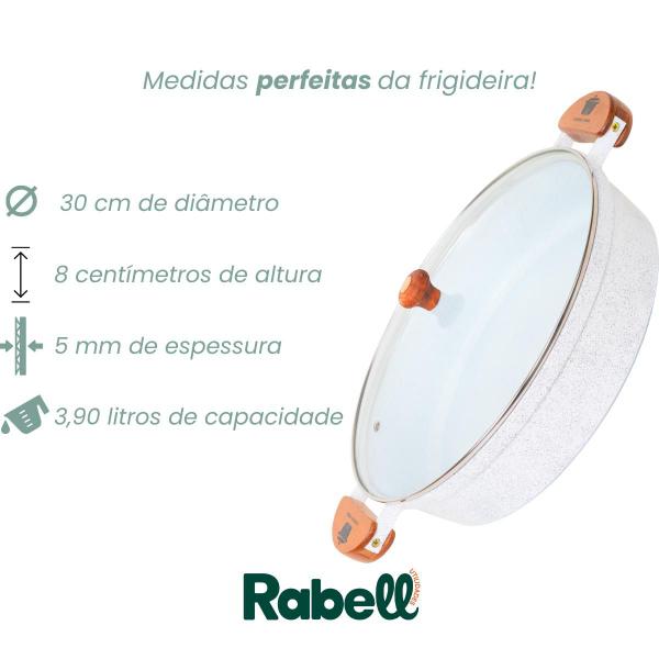 Frigideira cerâmica antiaderente grande 30cm branca c/ tampa - RABELL Imagem de Frigideira cerâmica antiaderente grande 30cm branca c/ tampa