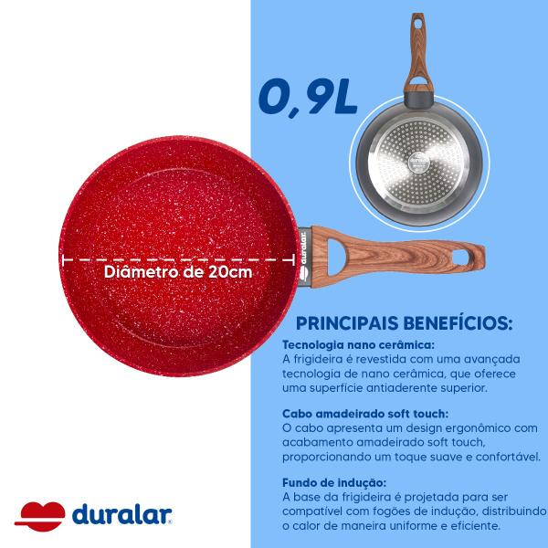 Imagem de Frigideira Cerâmica Antiaderente N20 Red Marble Duralar