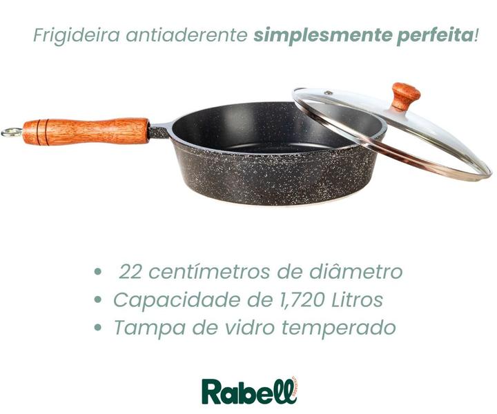 Imagem de Frigideira ceramica antiaderente não gruda tampa vidro black