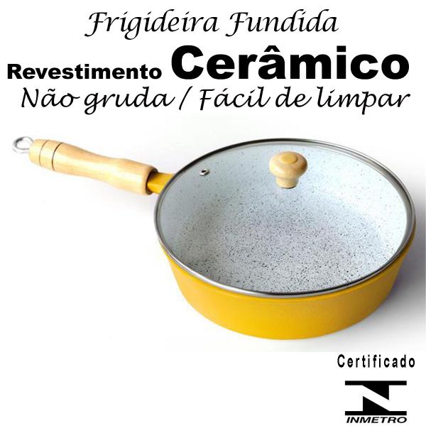 Frigideira Cerâmica Branca Antiaderente 22cm 1,7L Tampa De Vidro Varias Cores - Veneza Imagem de Frigideira Cerâmica Branca Antiaderente 22cm 1,7L Tampa De Vidro Varias Cores
