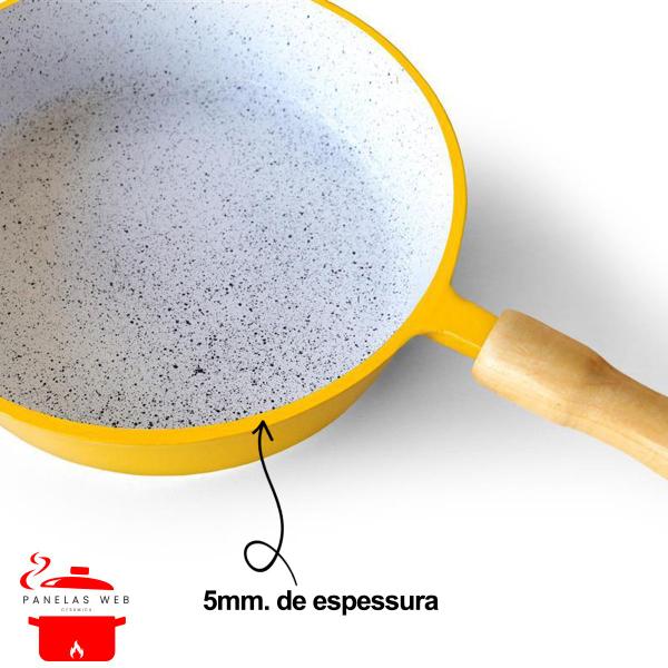 Frigideira Cerâmica Branca Antiaderente 22cm 1,7L Tampa De Vidro Varias Cores - Veneza Imagem de Frigideira Cerâmica Branca Antiaderente 22cm 1,7L Tampa De Vidro Varias Cores