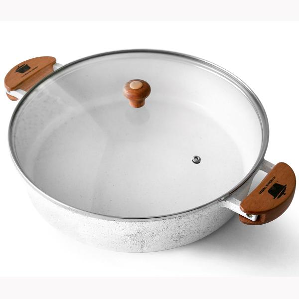 Frigideira Cerâmica Branca Antiaderente 30cm 3,9L Branco Tampa De Vidro - Veneza Imagem de Frigideira Cerâmica Branca Antiaderente 30cm 3,9L Branco Tampa De Vidro