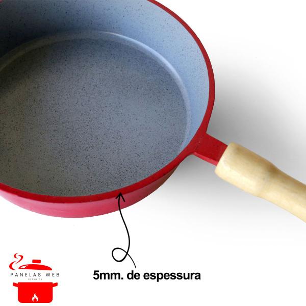 Frigideira Cerâmica Cinza Antiaderente 22cm 1,7L Vermelho Tampa De Vidro - Veneza Imagem de Frigideira Cerâmica Cinza Antiaderente 22cm 1,7L Vermelho Tampa De Vidro