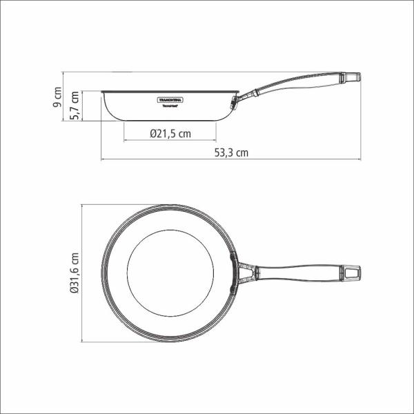 Imagem de Frigideira Cerâmica Grafite Aço Inox 30cm Tramontina 62155306 Corpo Triplo Indução 3,4L