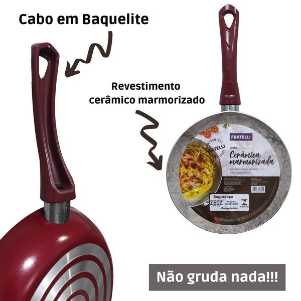 Imagem de Frigideira Cerâmica Para Panqueca Ovo Antiaderente Marmorizado 24cm