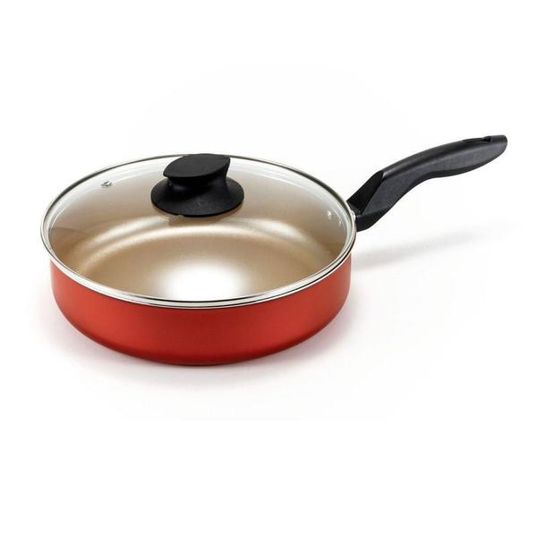 Frigideira Cereja Antiaderente 24 Cm Com Tampa De Vidro - Marcolar Imagem de Frigideira Cereja Antiaderente 24 Cm Com Tampa De Vidro