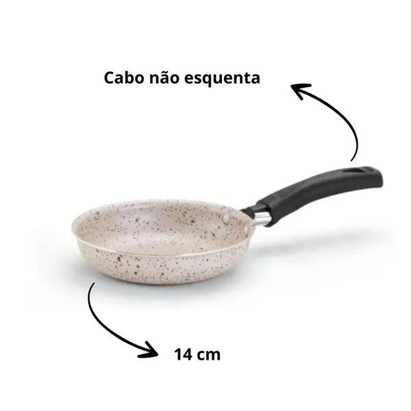 Imagem de Frigideira Colore Ovo 14cm Antiaderente Bege Stone  Compacta e Prática para Cozinhar