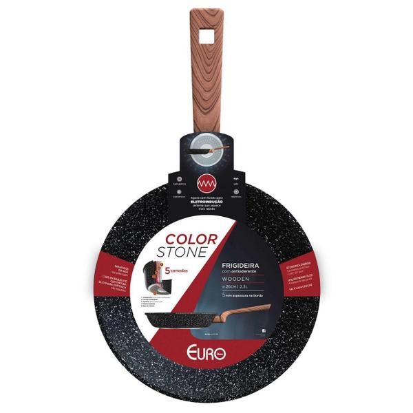 Frigideira Com Antiaderente Wooden 5 Camadas 26Cm Euro Home Imagem de Frigideira Com Antiaderente Wooden 5 Camadas 26Cm Euro Home